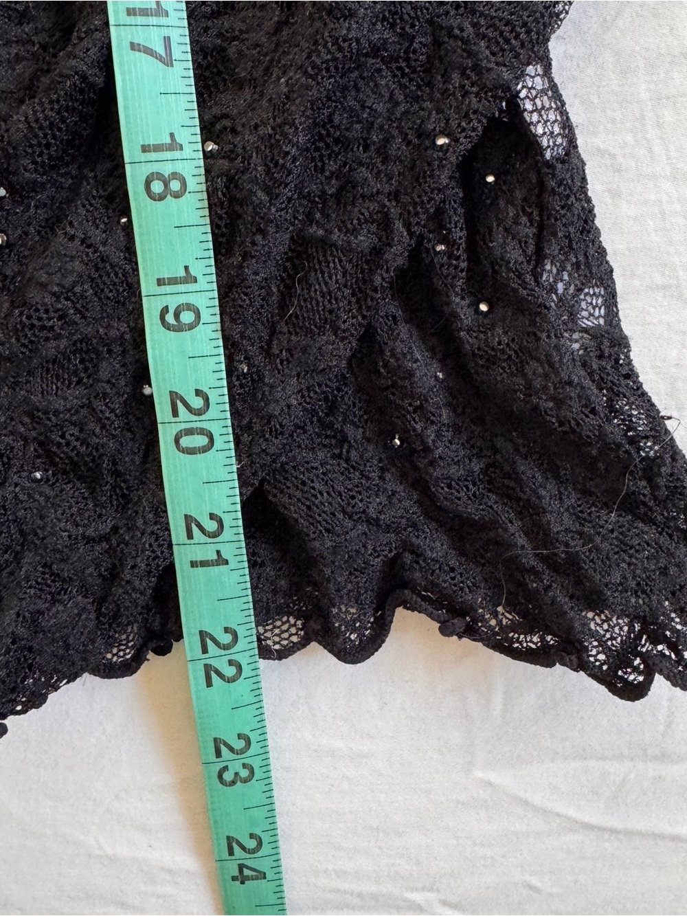 Sexy black lace long sleeve mock neck top with rhinestones - Picture 6 of 7